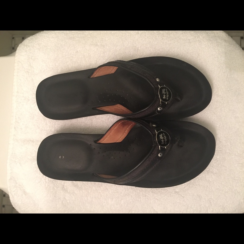 Coach Jasmine Logo Black Sandals/Flip Flops Sz 7.5